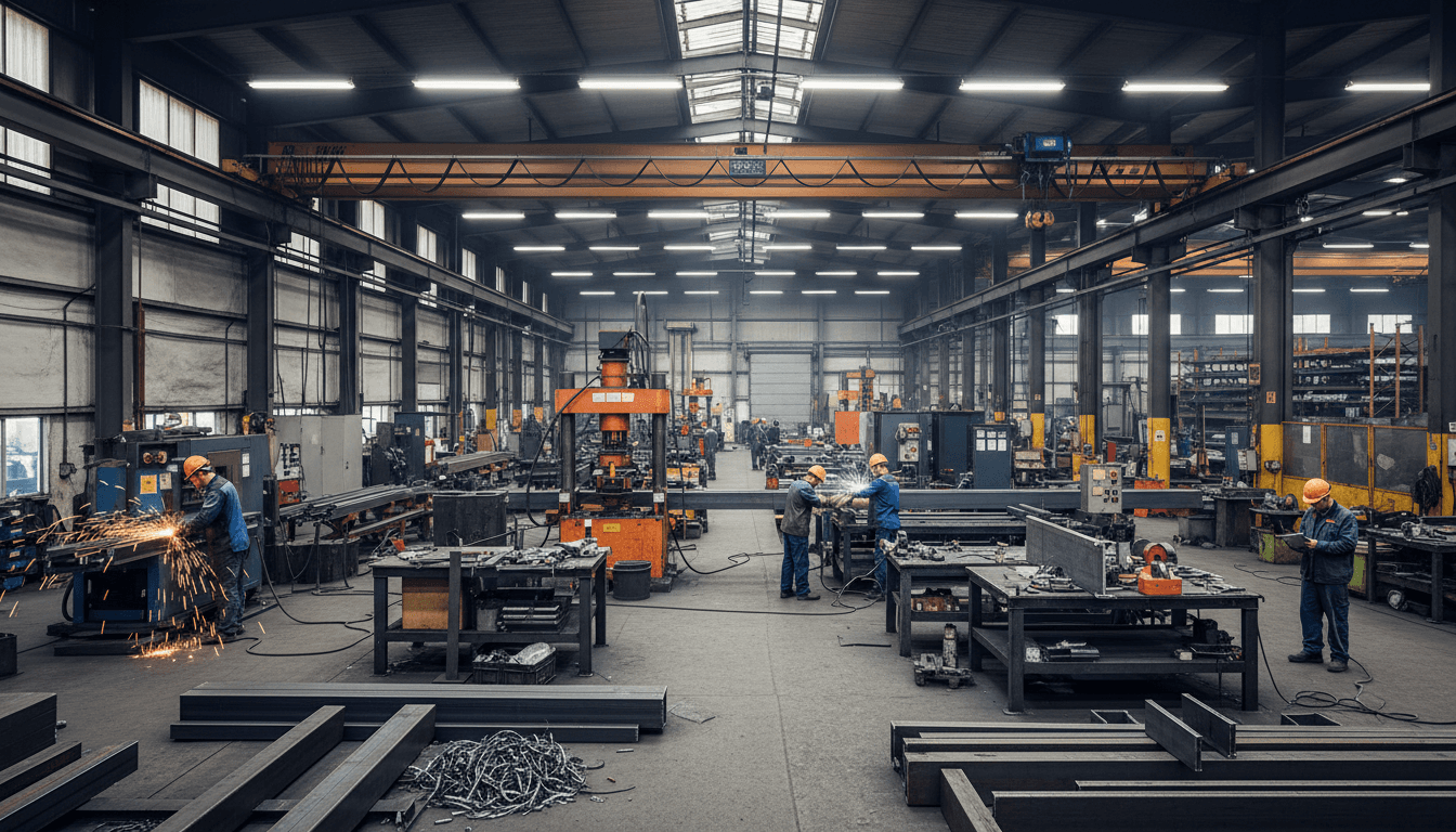 Steel shop building with new concrete foundation